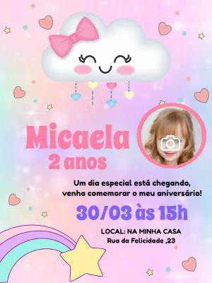 Convite Aniversário Chuva de Amor com Foto para Editar