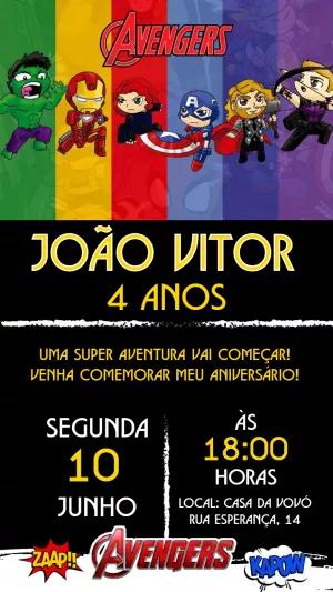 Convite Aniversário Vingadores Toy para Editar e Imprimir