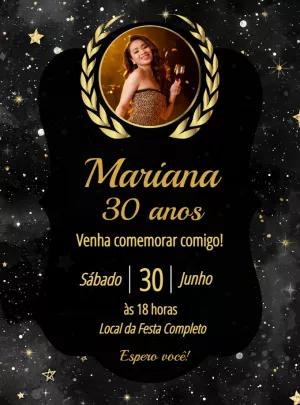 Convite de Aniversário Estrelas com Foto para Editar Online