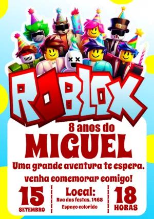 Convite de Aniversário Roblox com Personagens para Editar Online