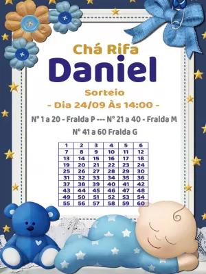 Convite Chá Rifa Menino Ursinho Azul para Editar Online