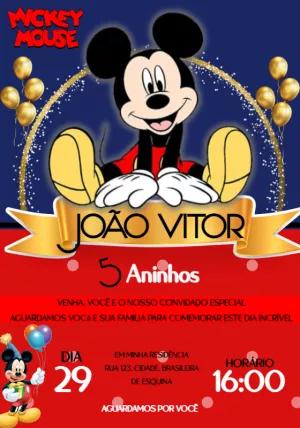 Convite de Aniversário Mickey Mouse para Editar Online
