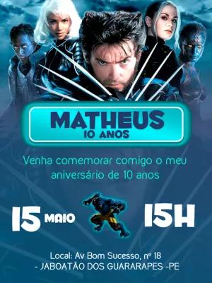 Convite de Aniversário X-Men com Heróis para Editar Online