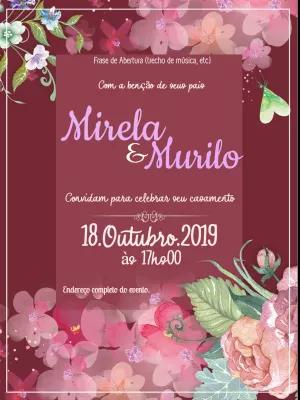 Convite de Casamento Floral Aquarela para Editar Online