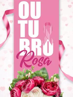 Post Editável Outubro Rosa com Flores para Divulgar