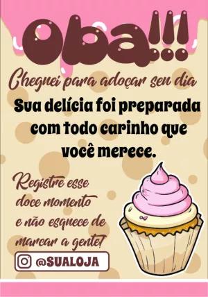 Cartão de Agradecimento Doceria com Cupcake para Editar