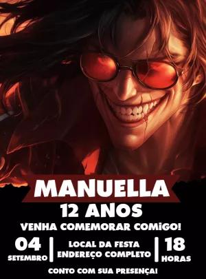Convite de Aniversário Hellsing Alucard para Editar Online