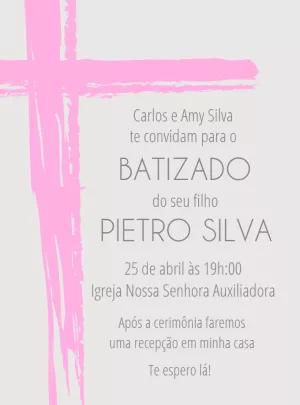 Convite de Batizado Menina Rosa Moderno para Editar Online