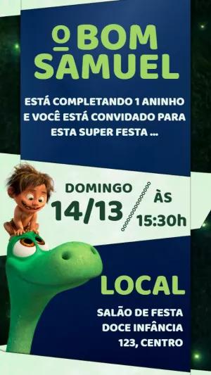 Convite Aniversário O Bom Dinossauro para Editar Online