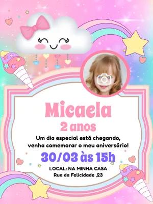 Convite Aniversário Chuva de Amor com Foto para Editar Online