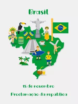 Post Proclamação da República com Ícones do Brasil para Editar