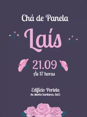 Convite Chá de Panela Floral Roxo para Editar Online