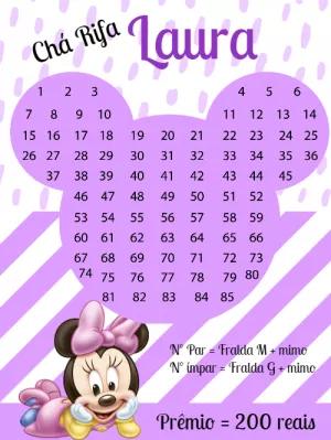 Chá Rifa Minnie Baby com Números para Editar Online
