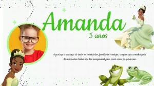 Convite Aniversário A Princesa e o Sapo com Foto para Editar