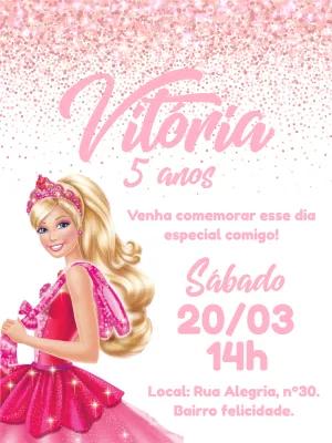 Convite de Aniversário Barbie para Editar Online