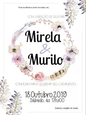 Convite de Casamento Floral Rústico para Editar Online