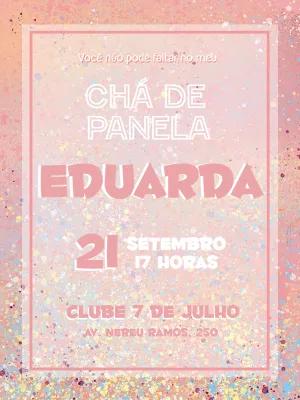 Convite Chá de Panela com Glitter Rosa para Editar Online