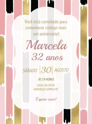 Convite Aniversário Adulto com Pinceladas para Editar Online