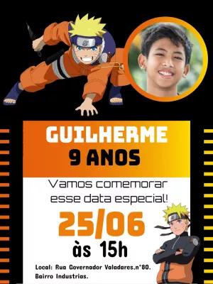Convite de Aniversário Naruto com Foto para Editar Online