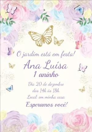 Convite Aniversário Jardim Encantado Borboletas para Editar
