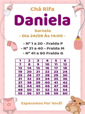 Convite Chá Rifa Menina Delicado com Ursinho para Editar Online