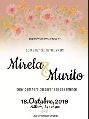 Convite de Casamento Floral com Rosas para Editar Online