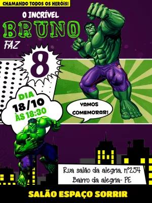 Convite de Aniversário do Hulk Editável Online para Imprimir