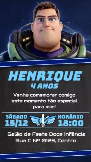 Convite Aniversário Buzz Lightyear para Editar Online