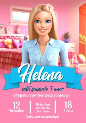 Convite de Aniversário Barbie Editável Online para Imprimir