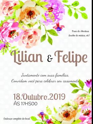 Convite de Casamento Floral Aquarela para Editar Online
