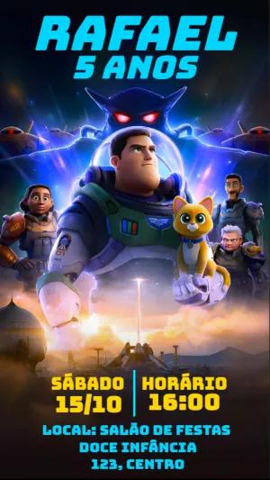 Convite Aniversário Lightyear com Personagens para Editar Online