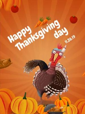 Thanksgiving Post with Cartoon Turkey to Edit Online