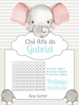Chá Rifa Elefantinho Fofo: Convite Editável para Chá de Bebê