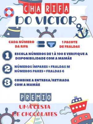 Convite Chá Rifa Marinheiro para Editar e Enviar Online