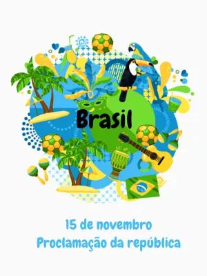 Post Feriado Brasileiro com Ícones do Brasil para Editar