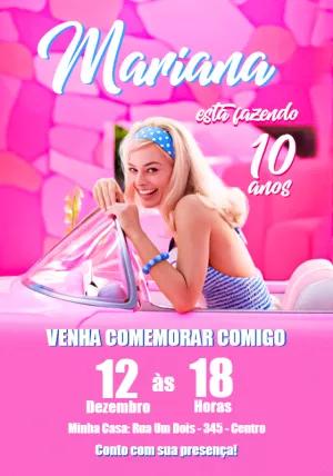 Convite Aniversário Filme da Barbie para Editar Online