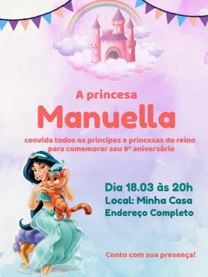 Convite de Aniversário Princesa Jasmine para Editar Online