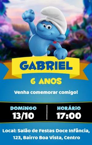 Convite de Aniversário Smurfs Editável para Imprimir