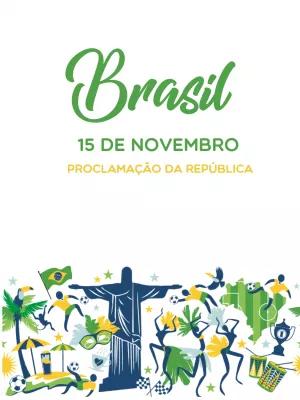 Post Proclamação da República com Ícones do Brasil para Editar