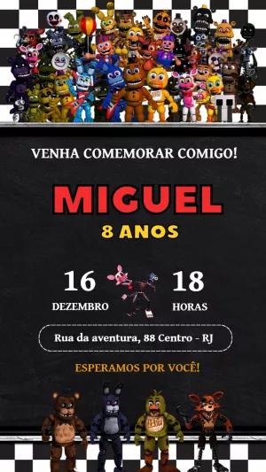 Convite de Aniversário Five Nights at Freddy's para Editar