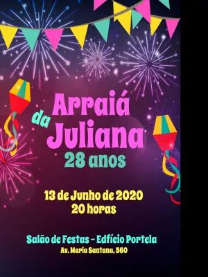 Convite de Aniversário Festa Junina com Fogos para Editar