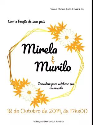 Convite de Casamento Floral Dourado para Editar Online