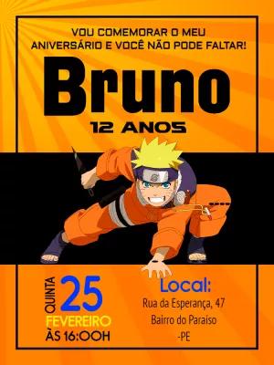 Convite Aniversário Naruto para Editar e Personalizar Online