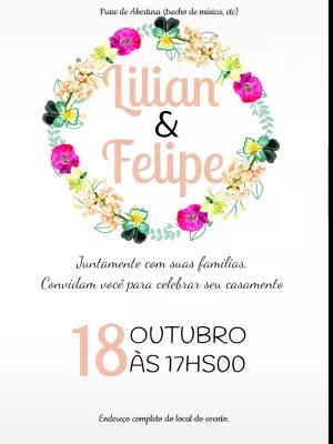 Convite de Casamento Floral Delicado para Editar Online
