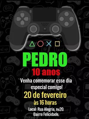 Convite de Aniversário Gamer Videogame para Editar Online