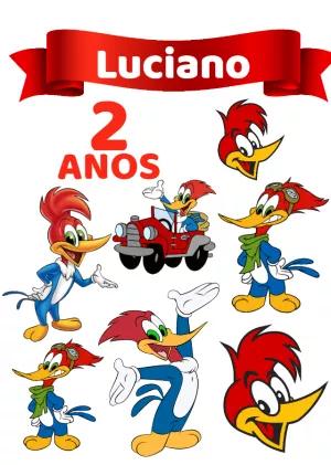Topo de Bolo Pica Pau Editável para Festa de Aniversário