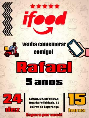 Convite de Aniversário Tema Ifood para Editar Online
