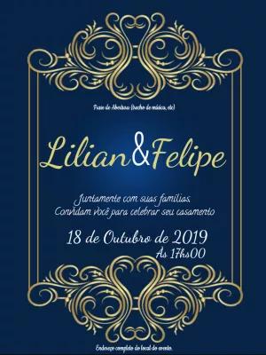 Convite de Casamento Clássico com Arabescos para Editar Online