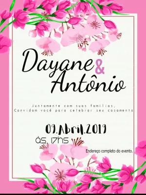 Convite de Casamento Floral Cerejeira para Editar Online