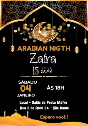 Convite Aniversário Noite Árabe para Editar Online